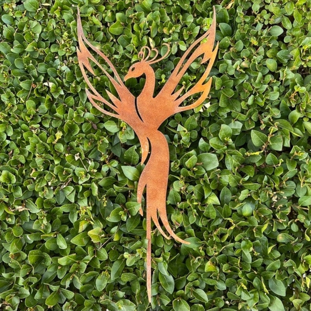 Rustic Metal Phoenix Garden Art